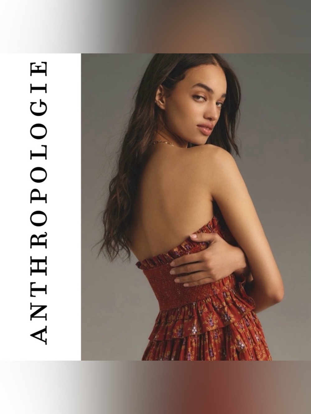 NWT Anthropologie Plenty by Tracy Reese Strapless Smocked Midi Dress XL